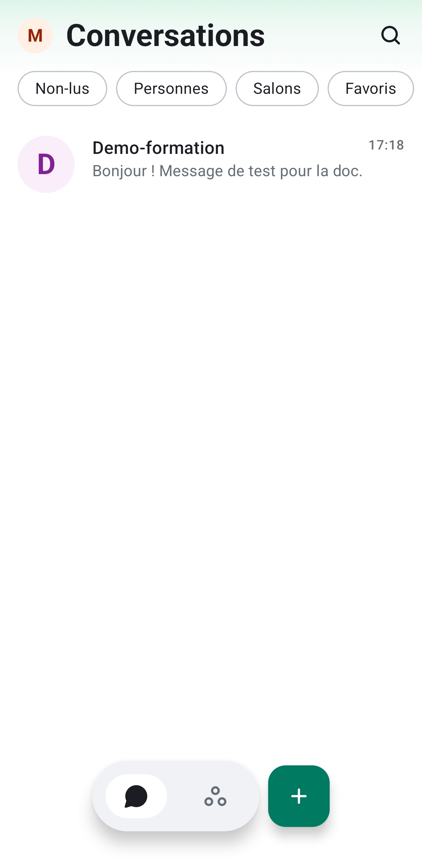 Liste des conversations sur mobile