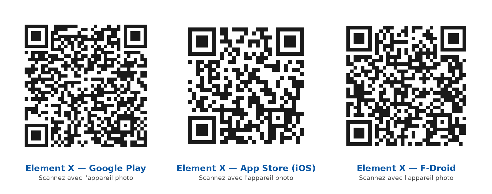 QR codes d'installation Element X