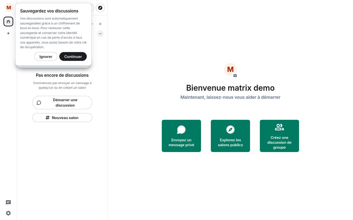 Premier écran d'accueil Element