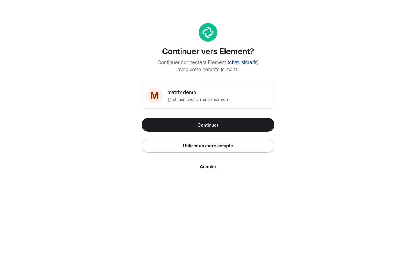 Création du compte Matrix (MAS)