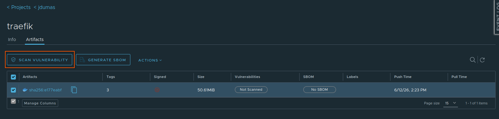 Lancement d'un scan Trivy